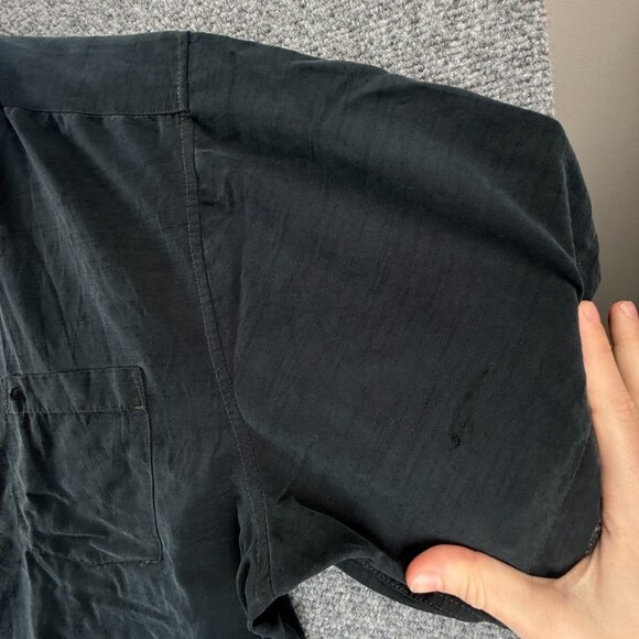 Quiksilver Short Sleeve 2XL Black Button Up Mens Solid Skate Pocket Shirt Spread - Picture 9 of 16